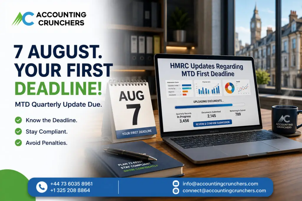 MTD ITSA first quarterly update deadline 7 August 2026 for UK sole traders and landlords